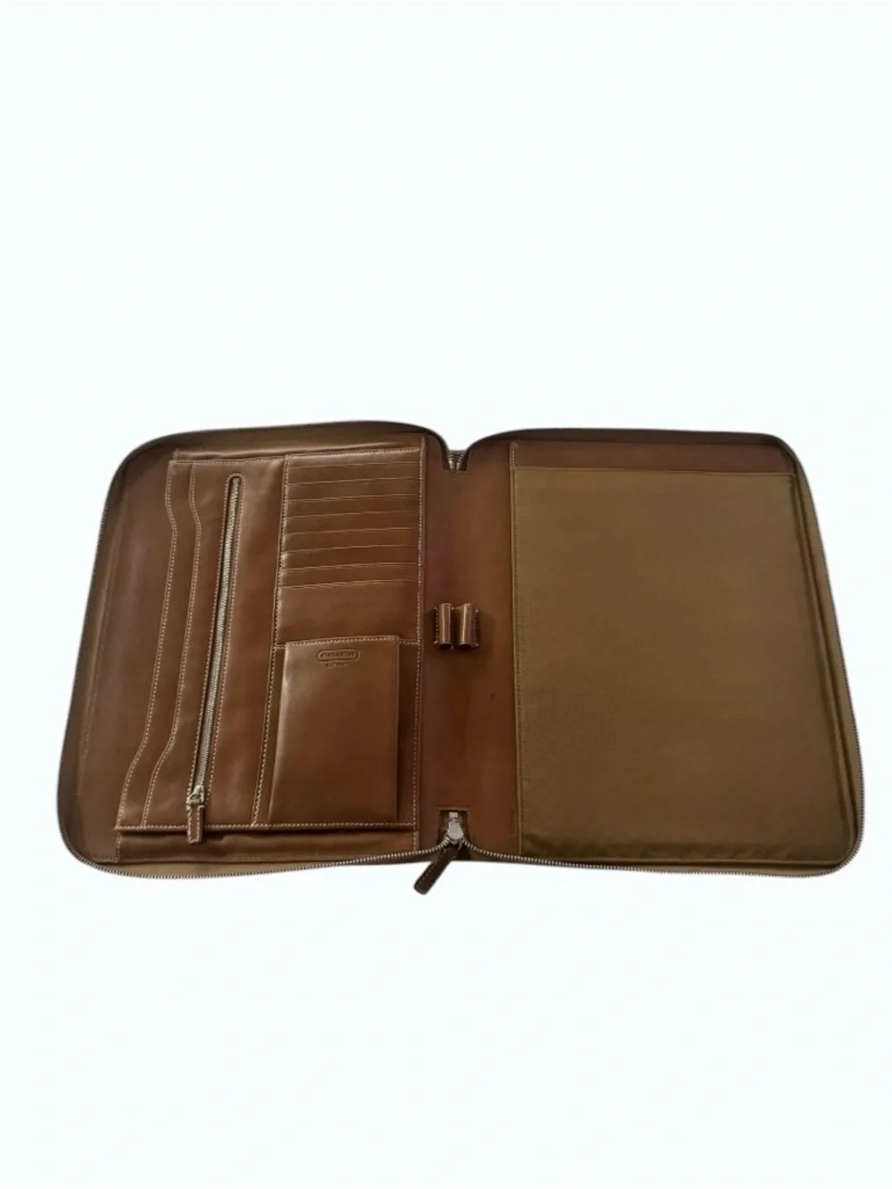 Coach Vintage Brown Leather Bi-fold Portfolio Notebook Organizer 12.5